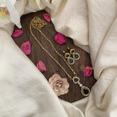 Vriksham Premium Tear Drop Dual pendant Chain-Green-G16344